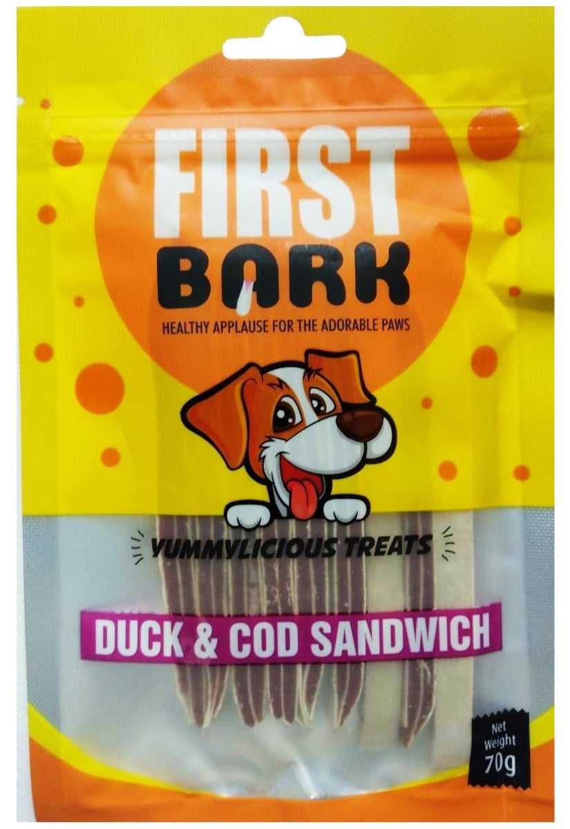 JER FB DUCK &COD SANDWICH 70GM
