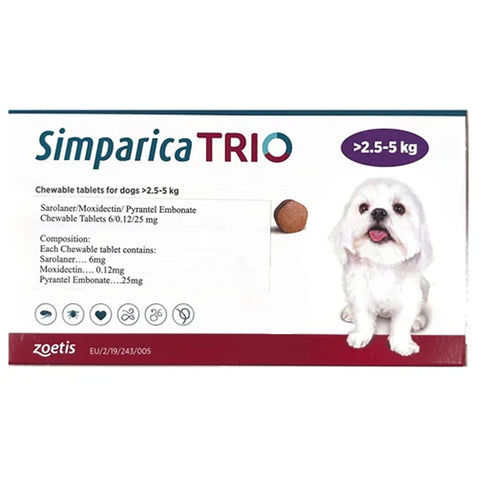 SIMPARICA TRIO 2.5-5KG 25MG TAB
