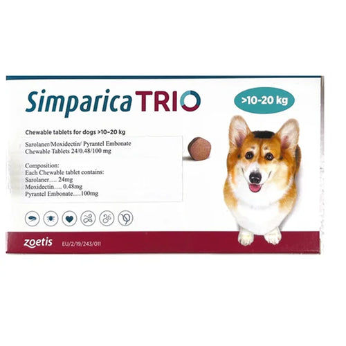 SIMPARICA TRIO 10-20KG 100MG TAB